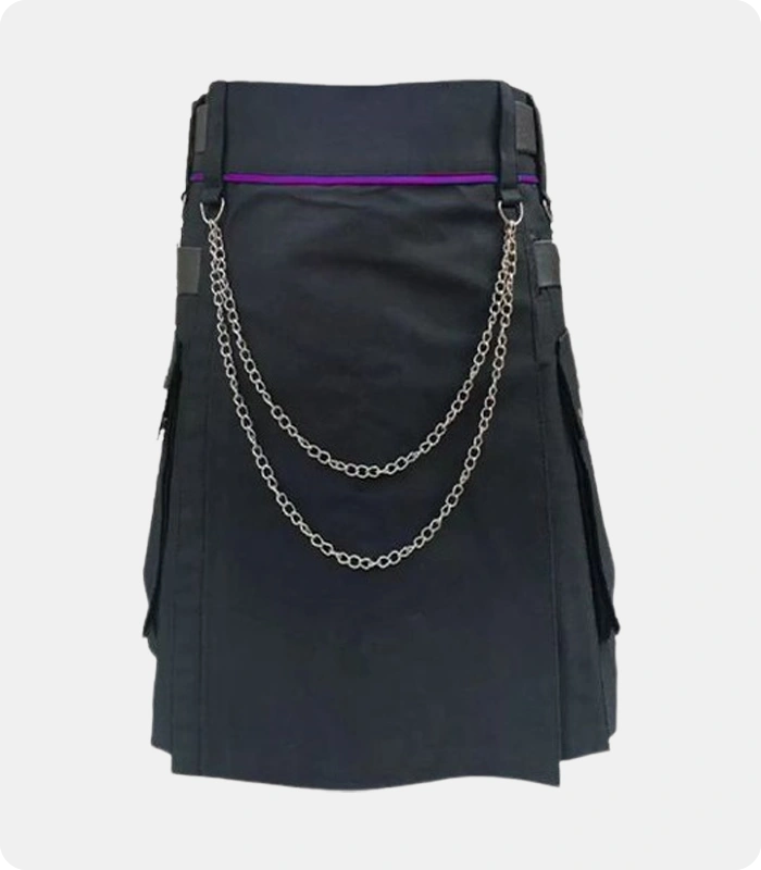 Black-Utility-Kilt-with-Purple-Piping