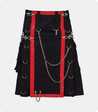 Modern-Gothic-Black-Canvas-Utility-Kilt-with-Chains