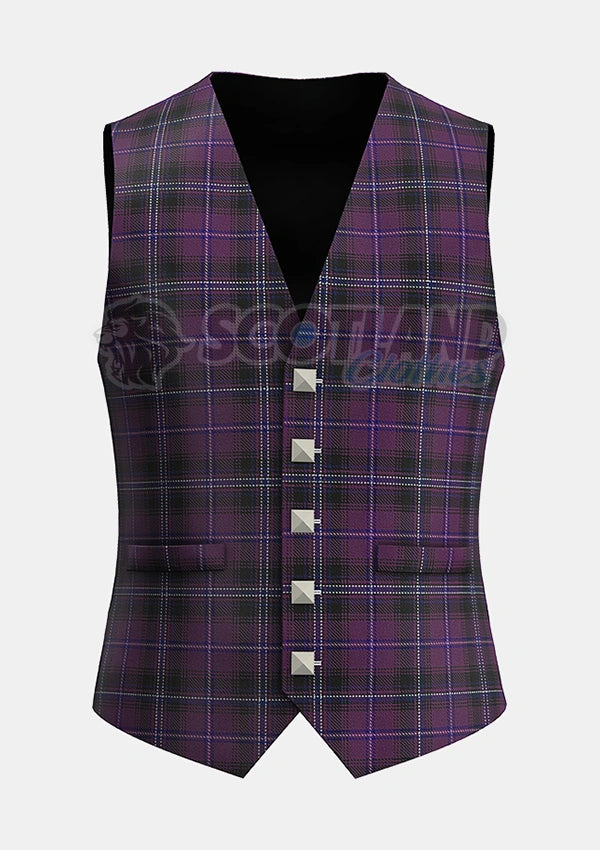 Custom Made Purple Tartan Waistcoat