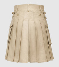 Beige  Cream Leather Kilt Back