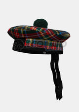 Black Stewart Tartan Balmoral Hat