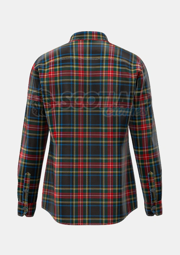 Black Stewart Tartan Shirt Back