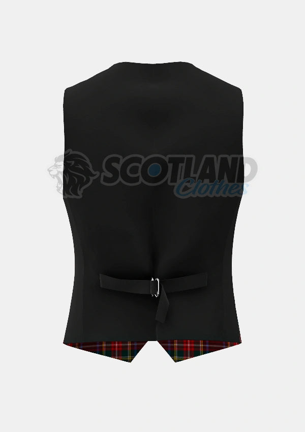 Black Stewart Tartan Waistcoat Back