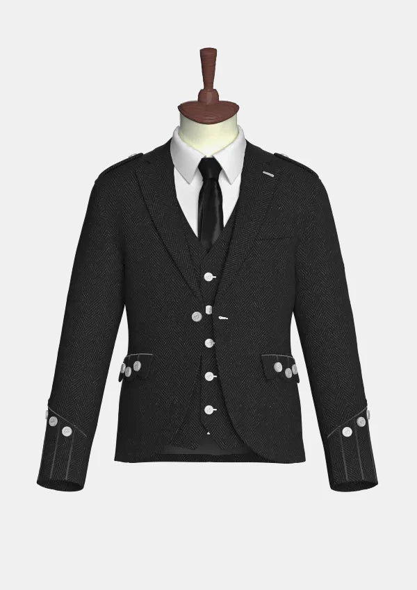 Black_Tweed_Argyle_Kilt_Jacket_front_image