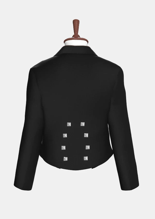 Schwarze Woll Scottish Prince Charlie Jacke	
