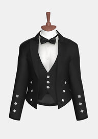 Schwarze Woll Scottish Prince Charlie Jacke	
