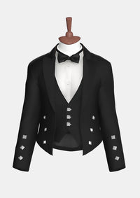 Schwarze Woll Scottish Prince Charlie Jacke	