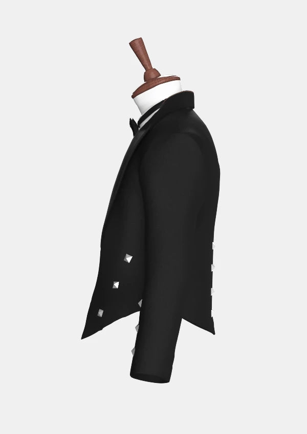 Schwarze Woll Scottish Prince Charlie Jacke	