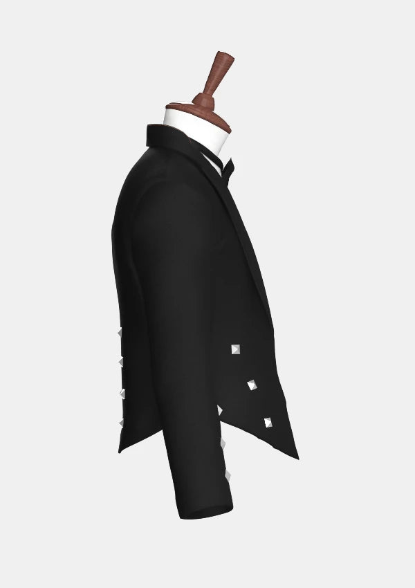 Schwarze Woll Scottish Prince Charlie Jacke	