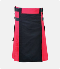 Black and Red Double Tone Kilt With Leather Straps