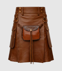 Brown Leather Kilt Front