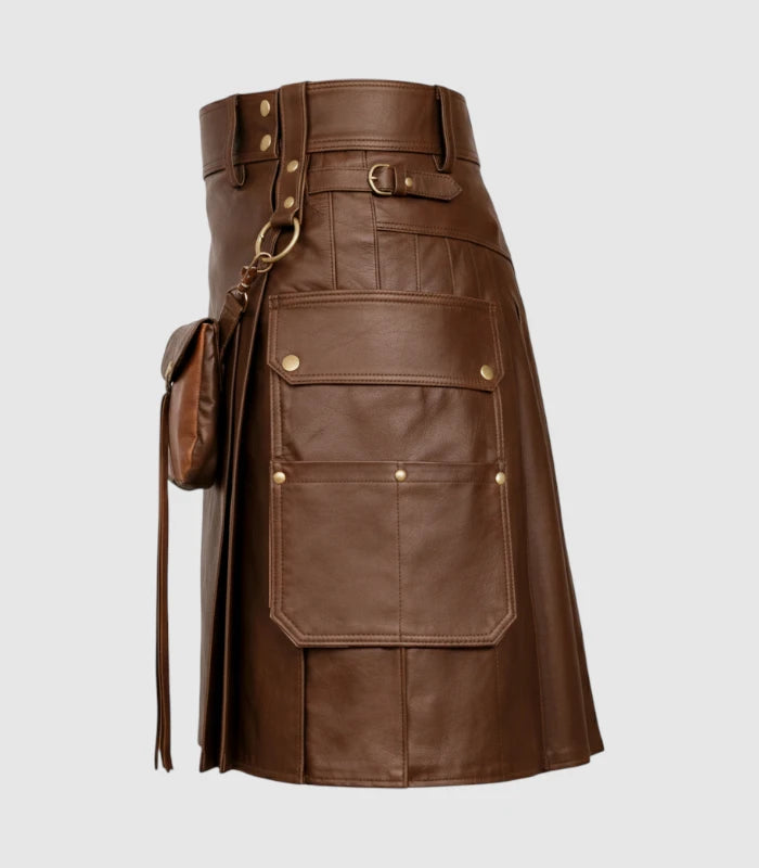 Brown Leather Kilt Left Side