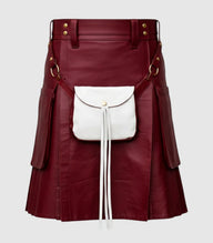 Burgundy Leather Kilt Front