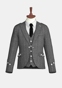 Casual_Light_Grey_Tweed_Argyle_Kilt_Jacket_front_image