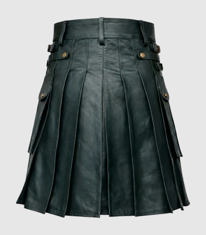 Charcoal Leather Kilt Back