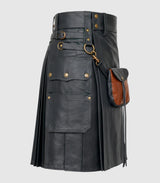 Charcoal Leather Kilt Right Side