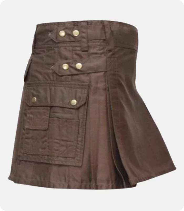 Chocolate Brown Women Utility Kilt Right Side