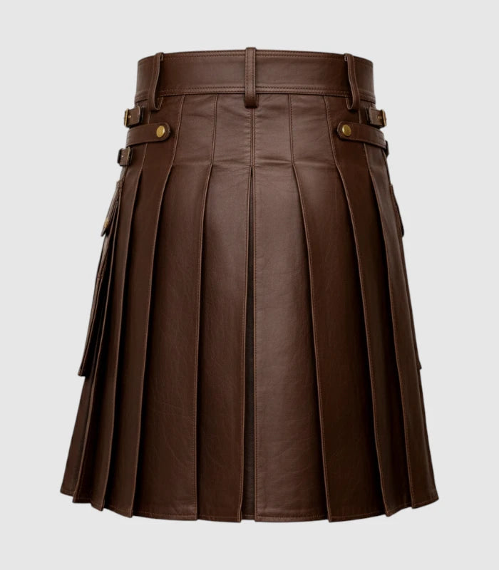 Chocolate Brown Leather Kilt Back