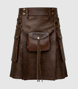 Chocolate Brown Leather Kilt Front
