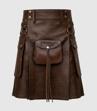 Chocolate Brown Leather Kilt Front
