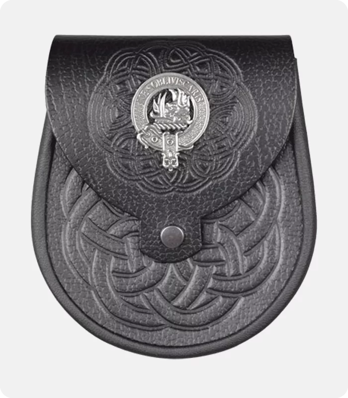 Clan Crest Celtic Leather Sporran