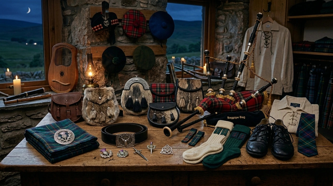 Collection of traditional Scottish Highland accessories [ Mob]