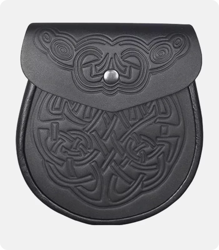 Custom Made Black Celtic Embossed Leather Sporran