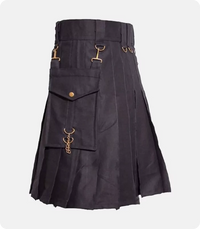 Custom Made Black Deluxe Utility Kilt Left Side