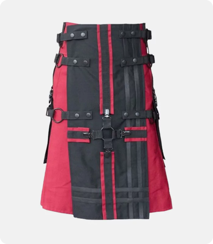 Custom Made Black Red Deluxe Hybrid Utility Kilt