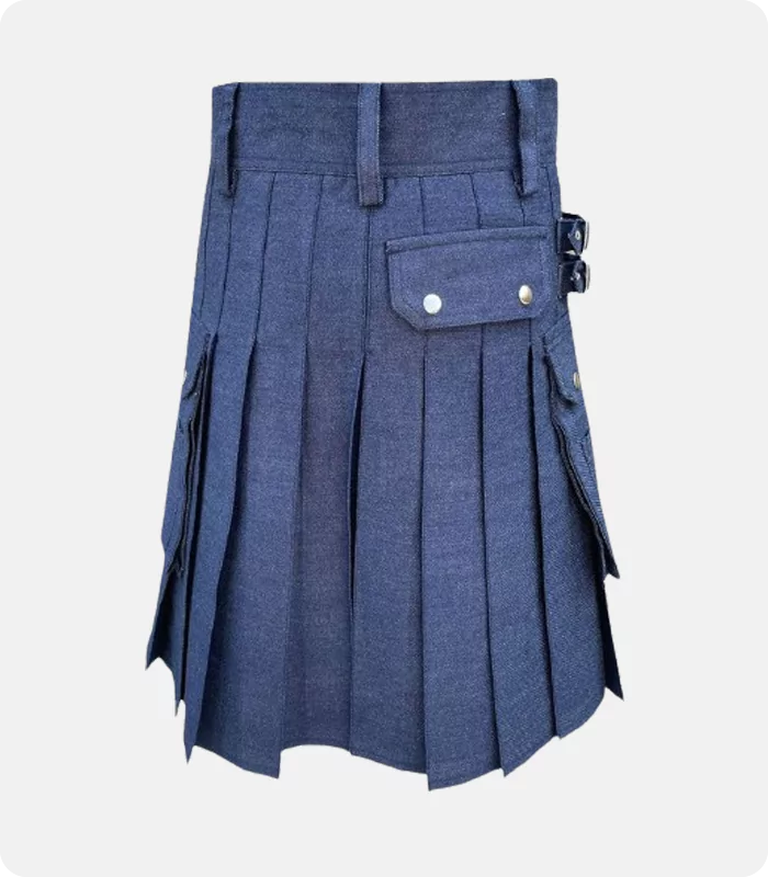 Custom Made Blue Denim Kilt Back