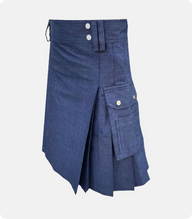 Custom Made Blue Denim Kilt