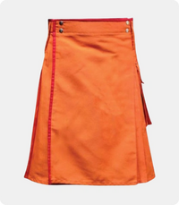 Men's-Orange-Utility Kilt-with-Red-Piping