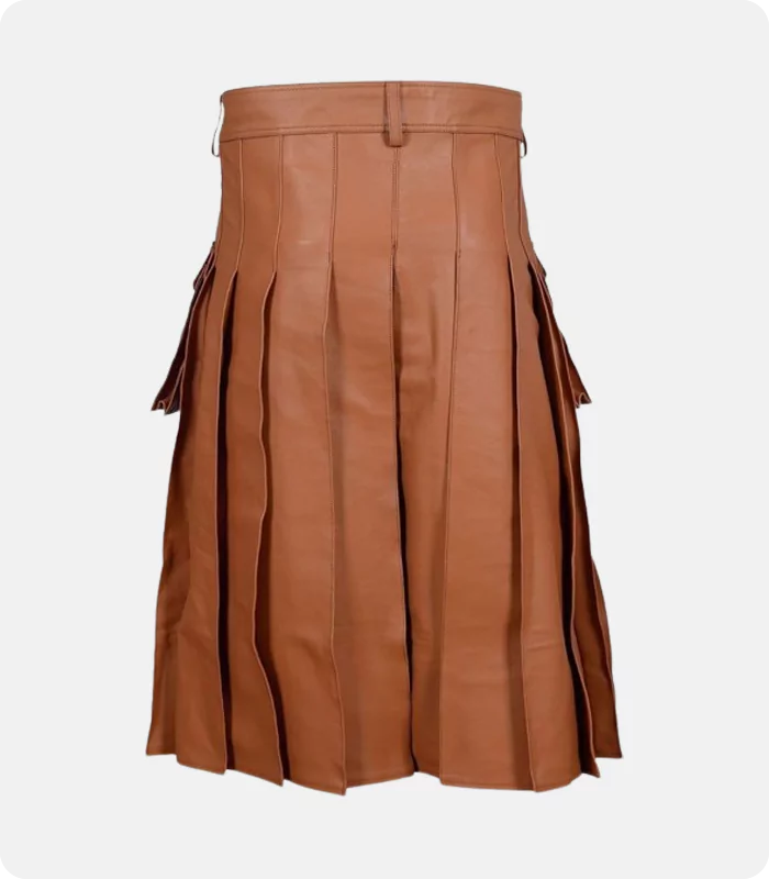 Custom Made Scottish Brown Leather Utility Kilt Back