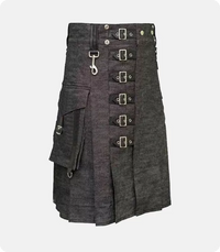 Custom Made Denim Kilt With Straps