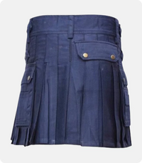 Dark Blue Women Utility Kilt Back