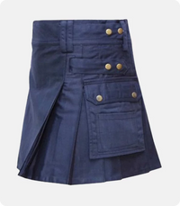 Dark Blue Women Utility Kilt Left Side