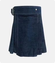 Denim kilt with side buckles