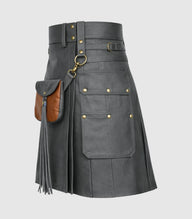_Grey Leather Kilt Left Side