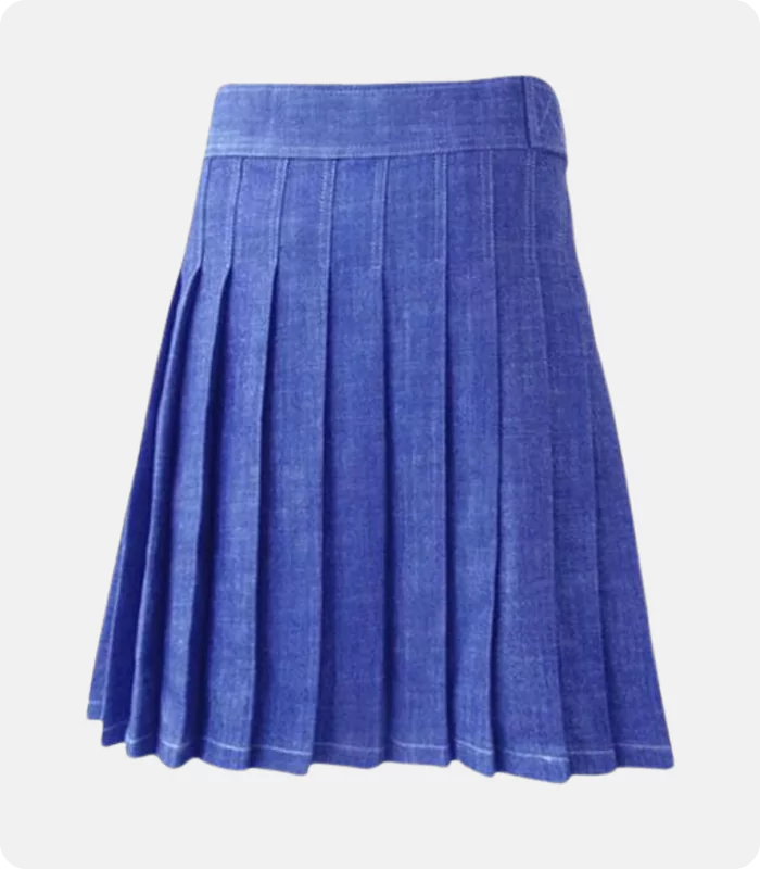 High Quality Scottish Blue Denim Kilt Back