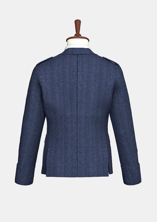 Schwarze Tweed-Woll-Argyle-Jacke	