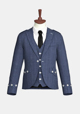 Schwarze Tweed-Woll-Argyle-Jacke	