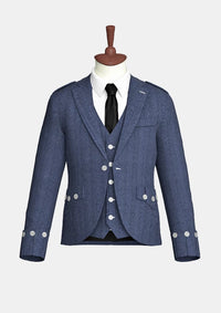 Schwarze Tweed-Woll-Argyle-Jacke	