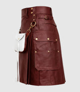 Maroon Leather Kilt Left Side