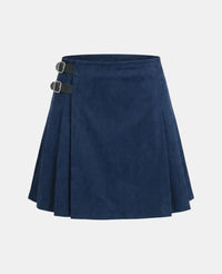 Navy Blue Women Wool Kilt Front