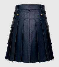 Navy Blue Leather Kilt Back