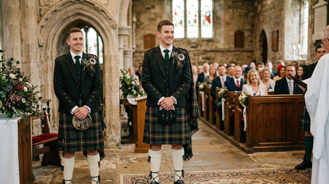 Person wearing complete kilt outfit