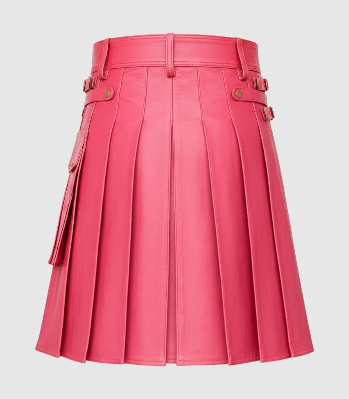 Pink Leather Kilt Back