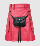 Pink Leather Kilt Front