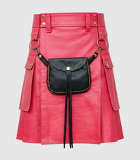 Pink Leather Kilt Front