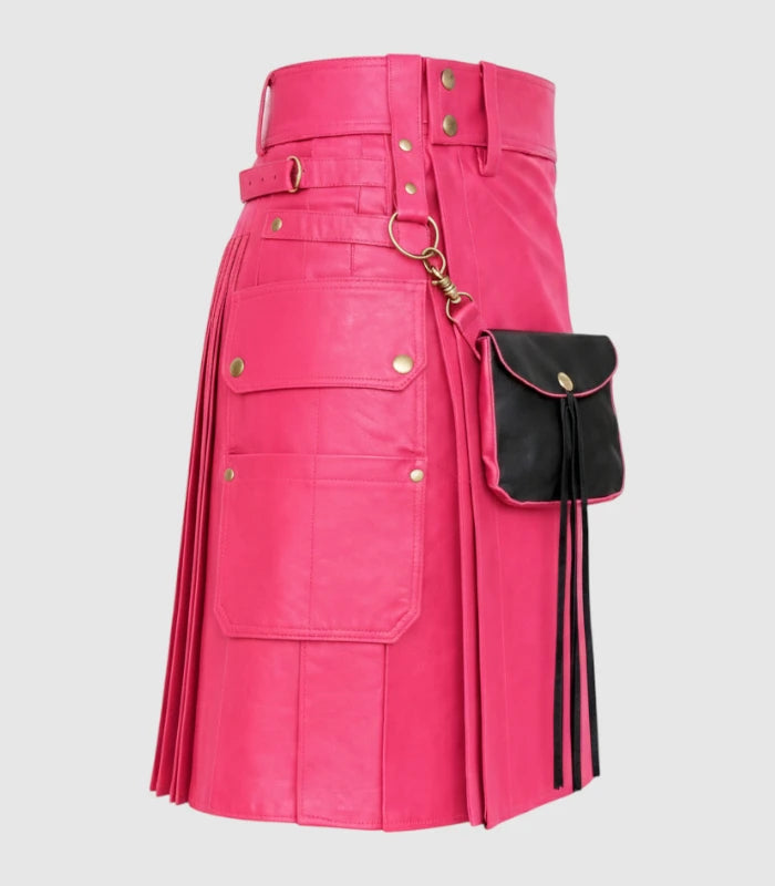 Pink Leather Kilt Right Side